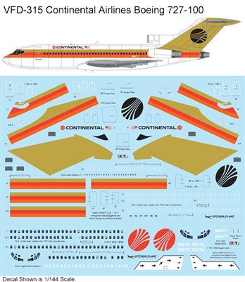 1:144 Continental Airlines Boeing 727-100