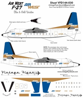 1:144 AirWest (blue/gold cs) Fokker F.27