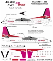 1:144 AirWest (pink/red cs) Fokker F.27
