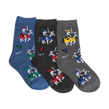 Tic Tac Toe Dueling Knights Boys Socks - 3 Pairs