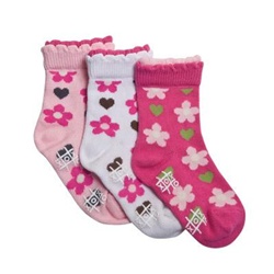 TicTacToe Heart and Flower Baby Girls Socks - 3 Pair