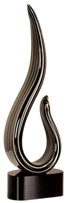 13 1/4 inch Black/Gold Curve Art Glass