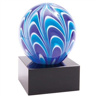 5" Two-Tone Blue & White Sphere Glass Award