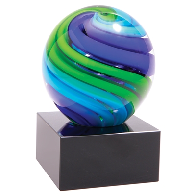 5" Two-Tone Blue & Green Sphere Glass Award
