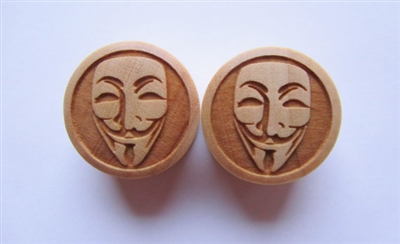 Pair of "Anonymous" Organic Wood Plugs