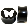 Pair of Solid Black Acrylic "Butterfly" Plugs