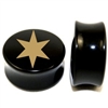 Pair of Solid Black Acrylic "Golden Star" Plugs