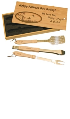 3 Piece BBQ Set in Wooden Pine Box