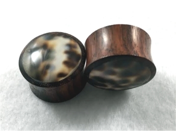 Pair of Brown Sono and Black Dot Shell Organic Solid Plugs