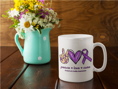 Peace - Love - Cure designed 11 ounce Ceramic Mug