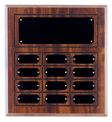 Cherry Finish Completed Perpetual Plaque with 12 Plates