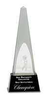 10 1/4 inch Clear Crystal 3D Golf Spire on Black Pedestal Base