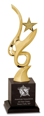 11 1/2 inch Gold Metal Art Crystal Award