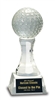 6 inch Crystal Golf Ball on Clear Pedestal Base