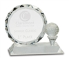 5 1/4 inch Round Facet Crystal with Golf Ball and Clear Pedestal Base