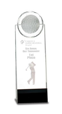 9 1/2 inch Clear/Black Crystal Stand-up with 3D Golfer
