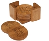 3 3/4 x 3 3/4 Bamboo Round 6 Coaster Set with Holder