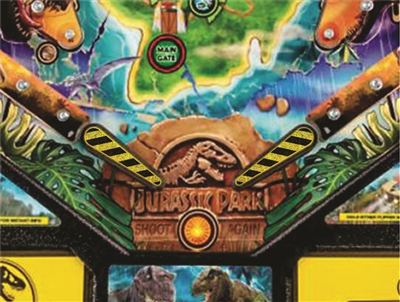 Distressed Caution Tape Flipper Bat Topper MODs for Jurassic Park pinball machine (Set of 3)