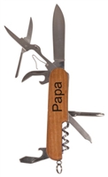 3 1/2 inch Wooden 7-in-1 Multi-tool Pocket Knife