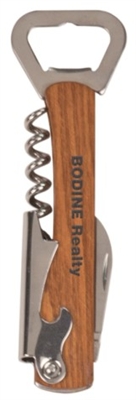 5 1/4 inch Wooden Can Opener & Wine Corkscrew