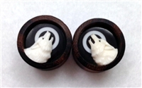Pair of Limited Edition Brown Sono & Hand Carved Bone "Howling Wolf" Tunnels