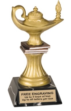 6 inch Color Lamp of Knowledge Gold Pedestal Resin
