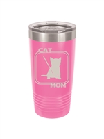 20 oz "Cat Mom" designed Vacuum Insulated Tumbler w/ Clear Lid