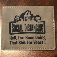 Social Distancing Mens Leatherette Bifold Wallet - Gamer Design