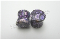PAIR of Organic Purple Crazy Agate Stone Plugs