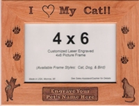4 x 6 Genuine Red Alder Picture Frame - "I Love My "Cat"