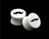 Pair of Solid White Acrylic "Mustache" Plugs
