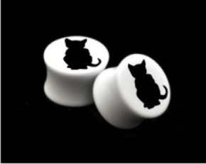 Pair of Solid White Acrylic "Cat" Plugs
