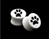 Pair of Solid White Acrylic "Paw Print" Plugs