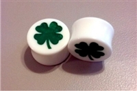 Pair of Solid White Acrylic "Four Leaf Clover" Plugs