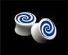 Pair of Solid White Acrylic "Spiral" Plugs