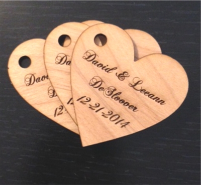 Personalized Wedding Heart Favors with Holes - Set of 100