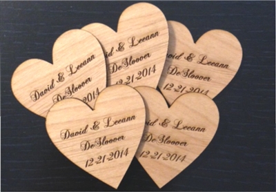 Personalized Wedding Heart Favors - Set of 25