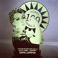Custom Personalized Women's LED Pinball Themed Trophy Award