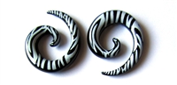 Handmade Black and White Zebra Striped Spiral Plugs