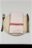 Bistro Napkin with Red Stripe. 17x26.  Blended 55/45 - White - 2 DZ