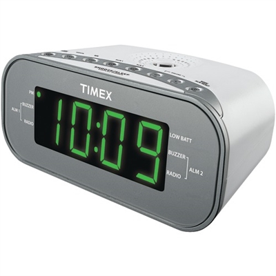 TIMEX T231WY2 AM/FM Dual-Alarm Clock Radio with Digital Tuning (White)