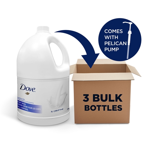 Dove 169 oz (5 Liter) Refillable Milk Body Wash Daily Moisturizer- Casepack 3