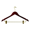 Womens Hanger Walnut Contoured Small Hook Brass