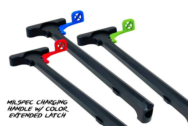 Milspec Charging Handle with Steel Color Extended Ambidextrous Latch