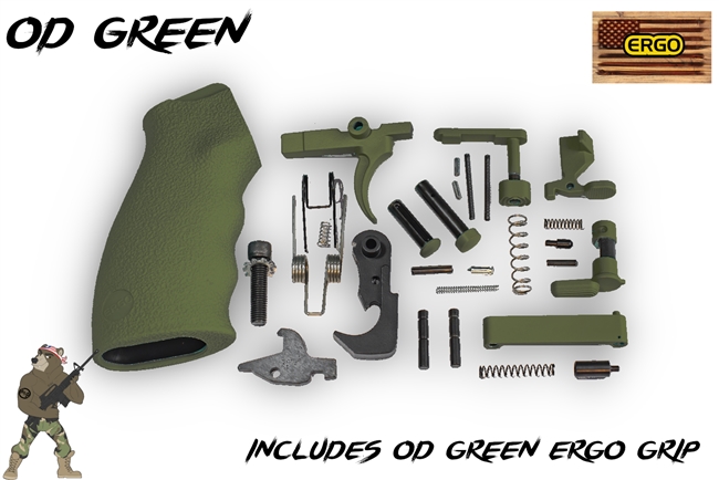 OD Green Complete Lower Parts Kit with Ergo Overmolded Grip