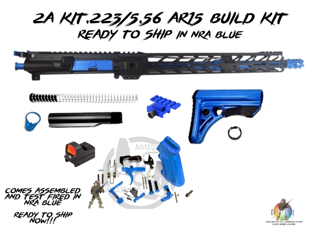 2A Kit .223/5.56 16" AR15 MLok Upper Assembly - READY TO SHIP - In NRA BLUE