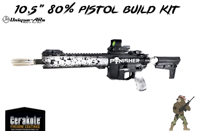 AR-15 80% Punisher .223/5.56 Pistol Build Kit - You Choose the Color