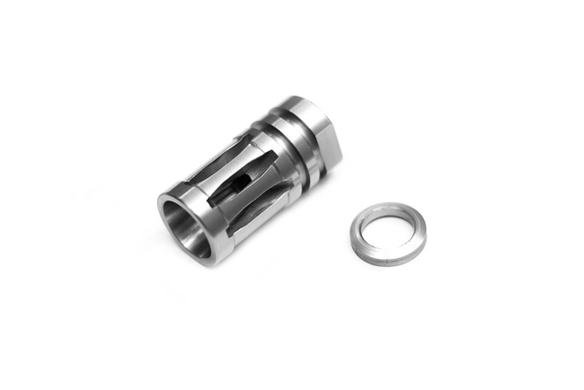 A&A Stainless A2 (birdcage) Flash Hider with Stainless Crush Washer 1/2-28 TPI