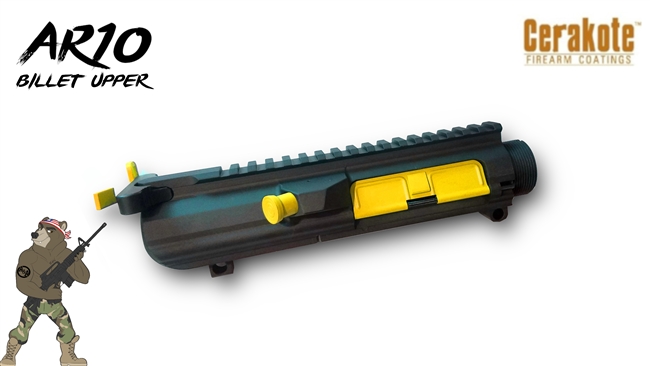 AA AR10 / .308 Black Anodized Upper Receiver with Cerakote Upper Parts - Shown here in Corvette Yellow