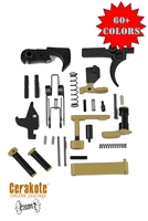 Colored AR 15 Lower Parts Kit-Complete Lower Parts Kit w/Black FCG and Grip in your choice of color